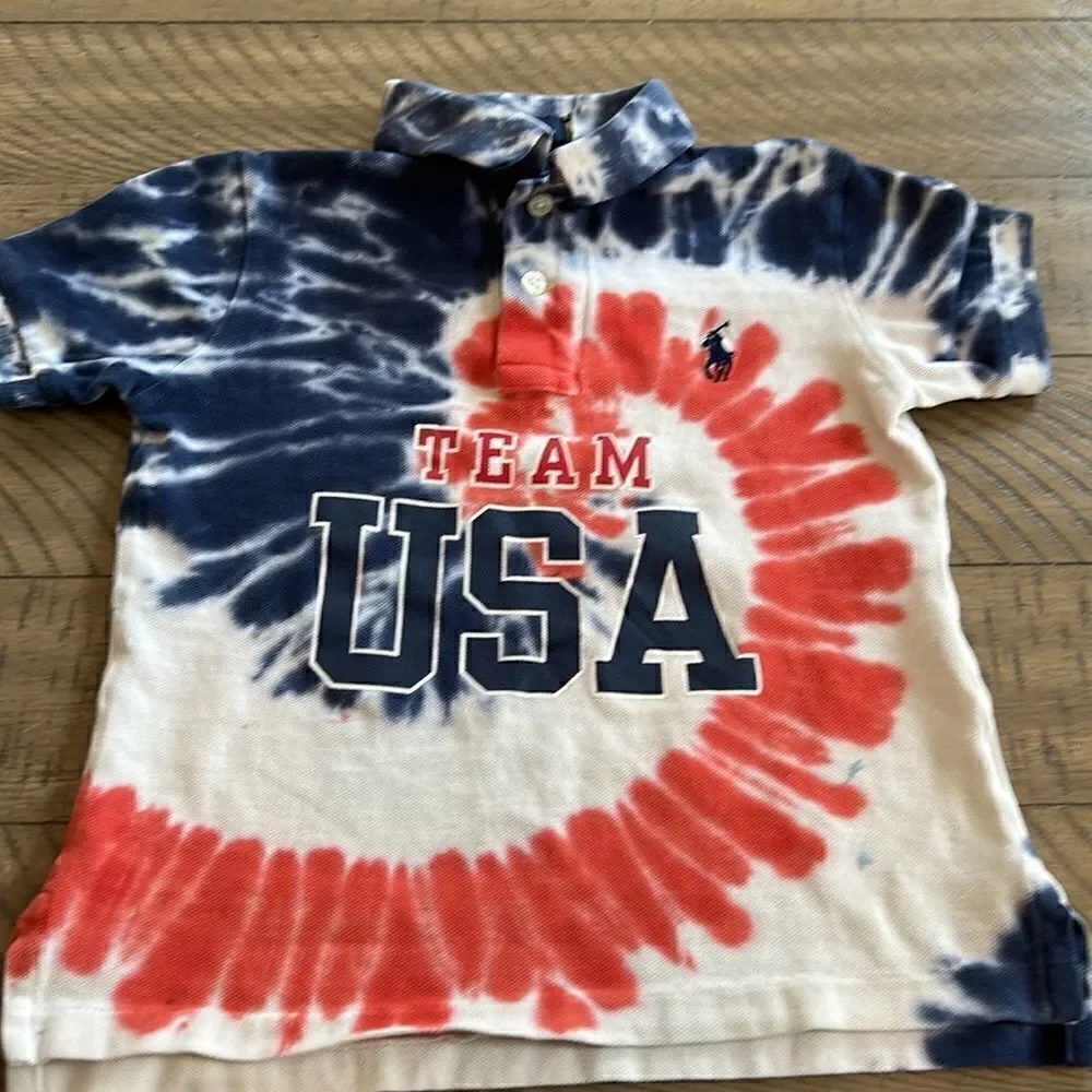 Team USA 🇺🇸 Tie Dye Classic Crew Polo Shirt by Ralph Lauren 2020 Limited Ed.